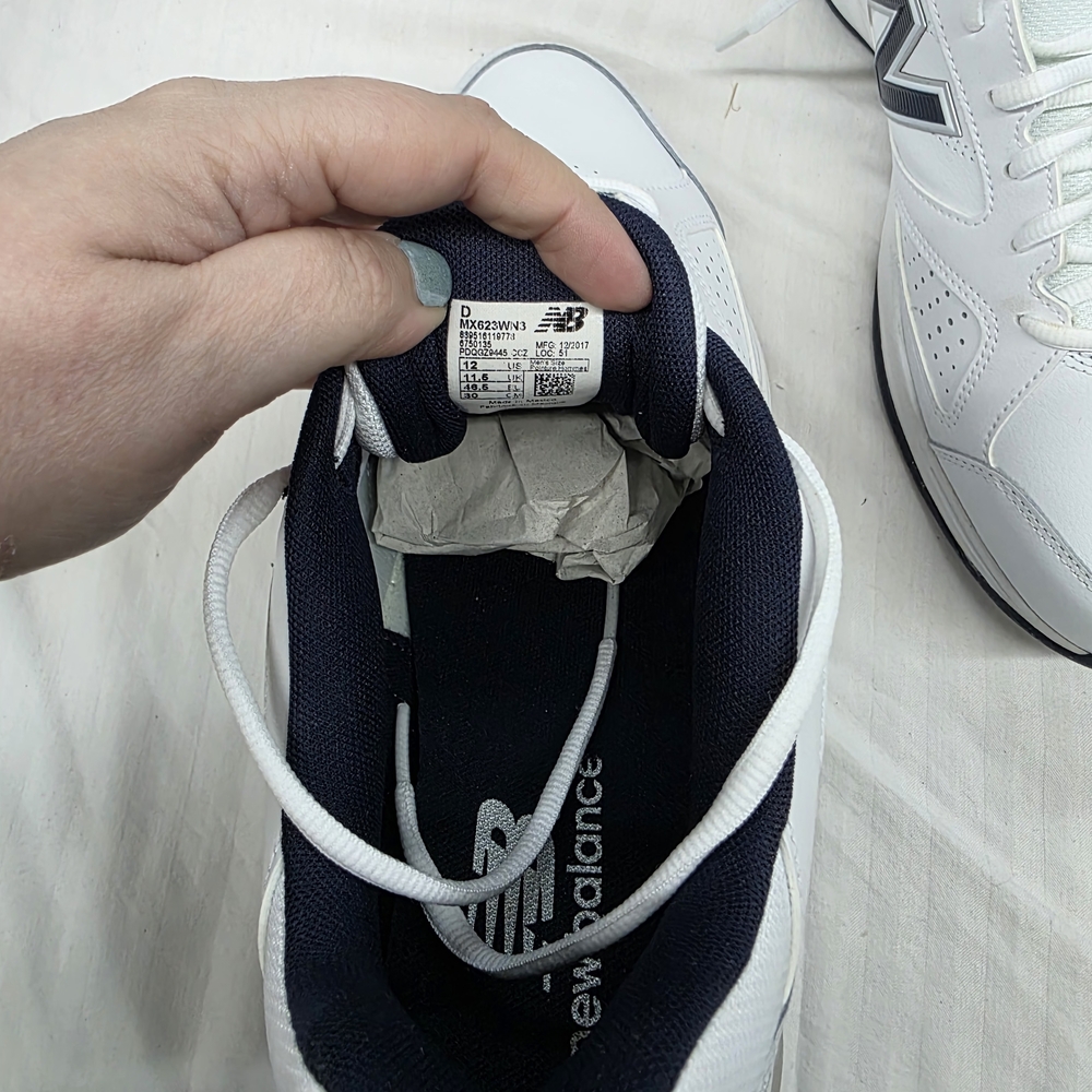 New Balance White and Navy Men's Athletic Sneakers - Picture 9 of 10